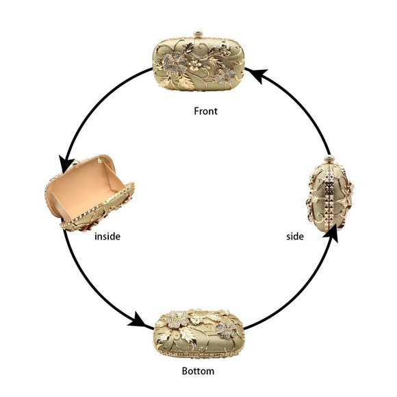 Gold Evening Clutch Purse mal, Metallic Evening Handbags Metal >:( - Picture 7 of 7